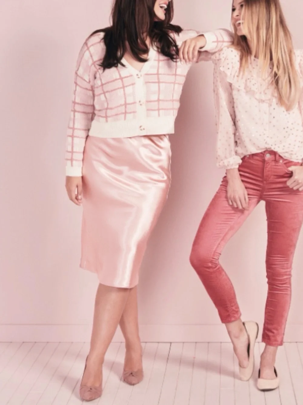 P0004. LC Lauren Conrad Soft Pink Satin Midi Skirt
